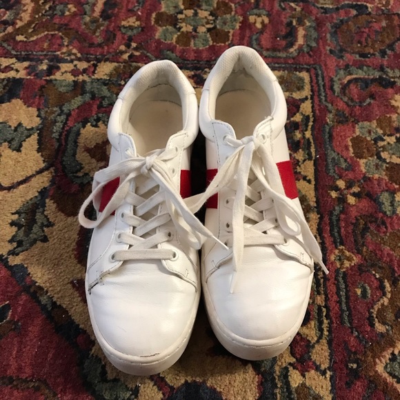 Forever 21 White Sneakers with Red Stripe - Picture 3 of 6